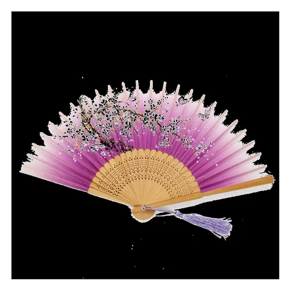 Ventaglio in bambù personalizzato, sfumato viola fiori di susino
