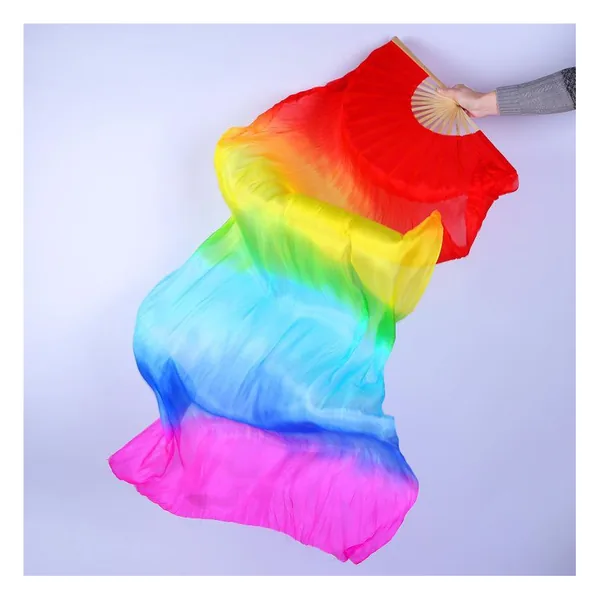 Ventaglio da danza in seta personalizzato, velo arcobaleno