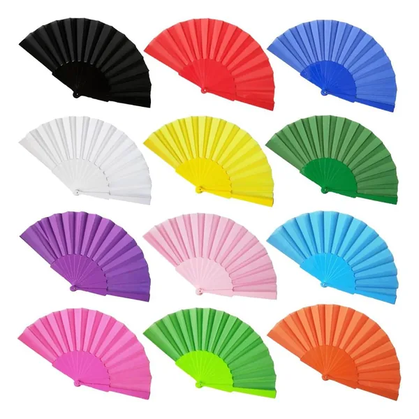 Ventaglio in plastica personalizzato 23 cm, 12 colori tinta unita